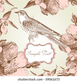 glamorous card with a bird