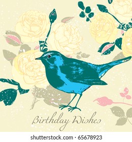 glamorous card with a bird