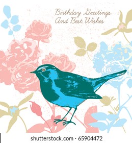 glamorous card with a bird