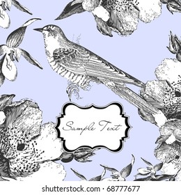 glamorous card with a bird