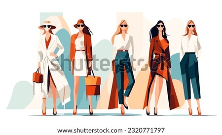 Glamorous and chic women clothes fashion in everyday look. Creative idea for a beauty and fashion business industry