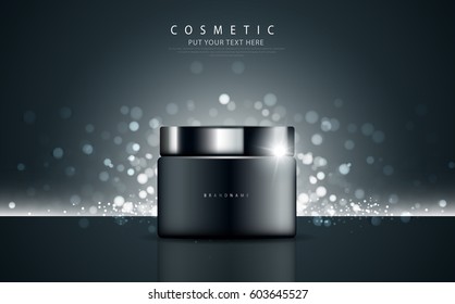 Glamorous cosmetic ads, facial treatment for sale. Night cream bottle. vector design.