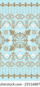 Glamorous Detailed Florals Patten on Pastel Blue Background with Gold and Beige Embroidery Silk Weaves. The Exquisitely Hand Draw Luxury Piece for Men Attire, wedding invitation, rich border delicate