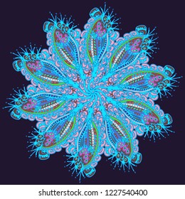 Glamorous fairy multicolor abstract simmetric circle summer mandala.