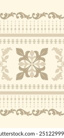 Glamorous Fleur de lis Gold Theme on Beige Background Pattern - Seamless Vector Illustration for Elegant Textile Design for wrapping, silk, scarf, background, textile, carpet, rug, texture, hand draw