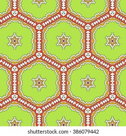 Glamorous  floral pattern with abstract ethnic ornament