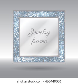 Glamorous frame for Your text with sparkling scattered diamonds.