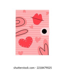 Glamorous girly notepad in Y2k style, 2000s.
