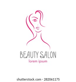 glamorous  logo for a beauty salon. Vector illustration. Fashion silhouette woman style