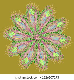 Glamorous magic multicolor abstract simmetric circle summer mandala.