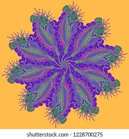 Glamorous magic multicolored abstract simmetric circle summer mandala.