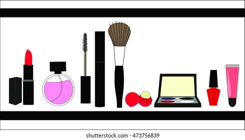 Glamorous makeup icons - set of beauty products- vector elements