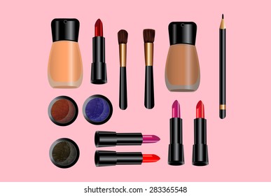 Glamorous make-up icons set - vector.