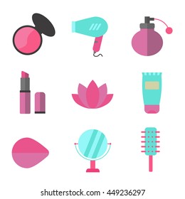Glamorous make-up icons set - vector.