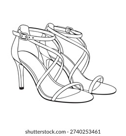Glamorous Multi Strap Crisscross High Heel Sandals with Delicate Buckle and Thin Stiletto