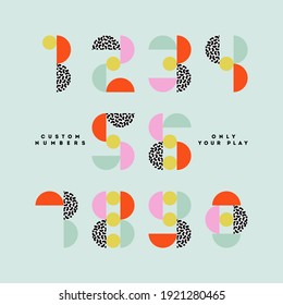 Glamorous numeral symbols in retro style. Number font - Only your play. Beautiful vintage typographic with contemporary geometric design