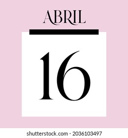 Glamorous Pink Calendar. April 16th