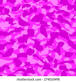 Glamorous pink camouflage. Vector seamless texture.