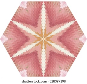 Glamorous pink geometric pattern with abstract ethnic ornament