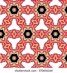 Glamorous red black pattern with abstract ethnic ornament