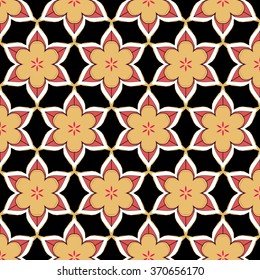 Glamorous red black pattern with abstract ethnic ornament