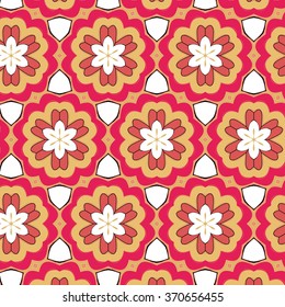 Glamorous red black pattern with abstract ethnic ornament