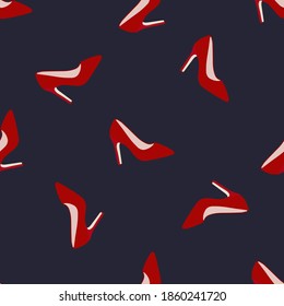 Glamouröse rote Schuhe nahtloses Muster. Design für die Schönheitsindustrie, Wrapper, Grußkarten, Verpackungen, Textilien, Druck, Valentinstag. Vektorgrafik
