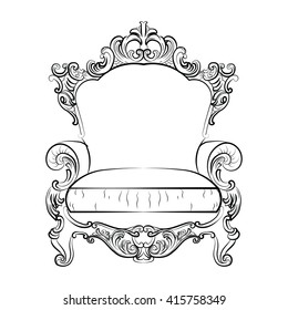 Glamorous Rich Baroque Rococo Armchair set. French Luxury rich carved ornaments furniture. Vector Victorian exquisite Style furniture