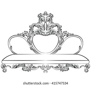 Glamorous Rich Baroque Rococo Sofa set. French Luxury rich carved ornaments furniture. Vector Victorian exquisite Style furniture