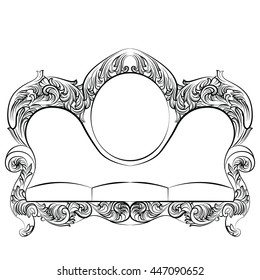 Glamorous Rich Baroque Rococo Sofa set. French Luxury rich carved ornaments furniture. Vector Victorian exquisite Style couch