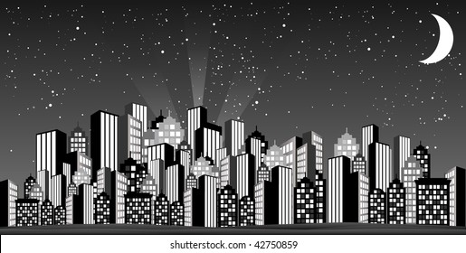 Glamorous skyline inspired from old fifties.
