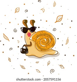 The Glamorous snail painting is made on a white background