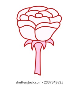 Glamorous trendy pink rose sticker. Nostalgic barbiecore 2000s style
