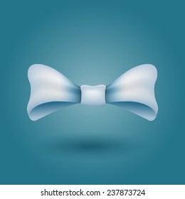 Glamorous vector 3d bow tie. Light blue on blue background.Modern style pastel color.