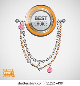 Glamorous vector best choice label with charms and pearls