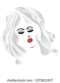 A glamorous woman is featured in a minimalist fashion and beauty illustration.