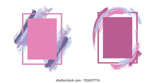 Glamour art frame set vector collection.  Grunge border with painted brushstrokes background collection. Painted frames graphics design templates for banners, flyers, posters, cards.
