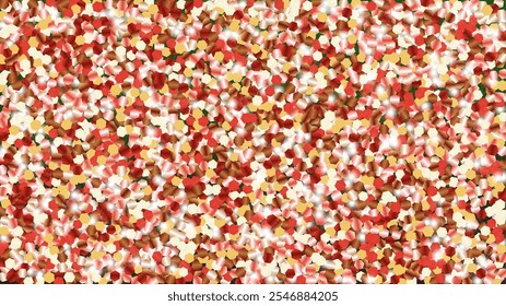 Fundo de glamour com Confetes de partículas de brilho. Textura de luzes cintilantes. Disco padrão. Pontos de luz. Poeira de Estrela. Explosão de Confete. Design para Modelo.