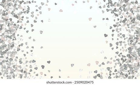 Glamour Background with Confetti of Hearts Glitter Particles. St. Valentine Day. Christmas pattern. Light Spots. Explosion of Confetti. Glitter Vector Illustration. Design for Invitation.