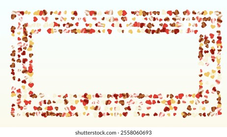 Glamour Background with Confetti of Hearts Glitter Particles. St. Valentine Day. Anniversary pattern. Light Spots. Explosion of Confetti. Glitter Vector Illustration. Design for Template.