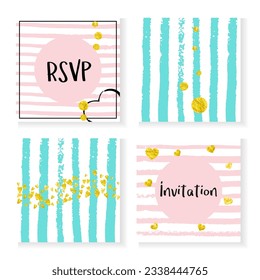 Glamour Background. White Romantic Magazine. Save Date Brochure Set. Turquoise Trendy Textile. Golden Winter Illustration. Pink Marriage Element. Rose Flyer. Stripe Glamour Background