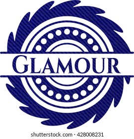 Insignia de glamour con textura jean