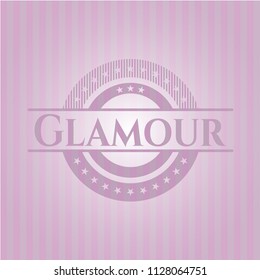 Glamour badge with pink background