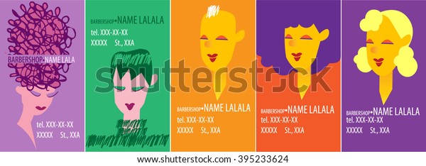 Glamour Beauty Barber Haircut Business Cards Stock Vector