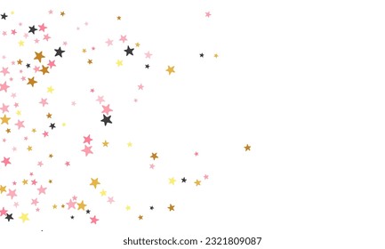 Glamour black pink gold stars falling vector texture. Little stardust spangles holiday decoration confetti. Dreams stars falling background. Spangle confetti congratulations decor.