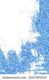 Glamour blue confetti dot scatter texture. Triangle square circle star elements illustration. Party materials. Glittering scruple granules dust confetti. Holiday decoration stardust explosion