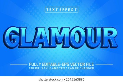 Glamour blue font Text effect editable