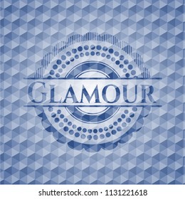 Glamour blue polygonal emblem.