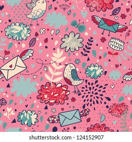 Glamour cartoon seamless pattern. Romantic concept
