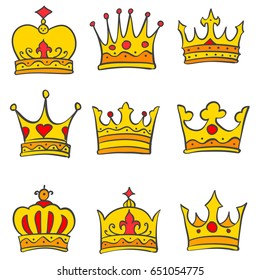 Glamour crown style doodle set